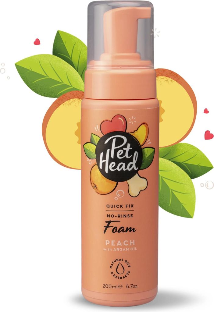 Pet Head Quick Fix Schaumshampoo ohne Ausspülen für Hunde | Pfirsichduft | Pflegt und beruhigt das Fell Ihres Hundes | Schnell und einfach zu bed...