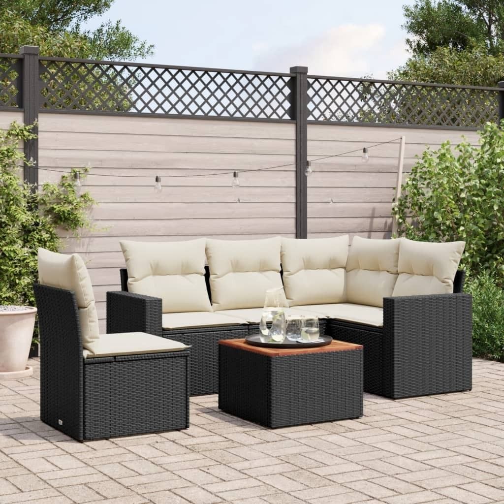Maison Exclusive - 6-tlg. Garten-Sofagarnitur mit Kissen Schwarz Poly Rattan