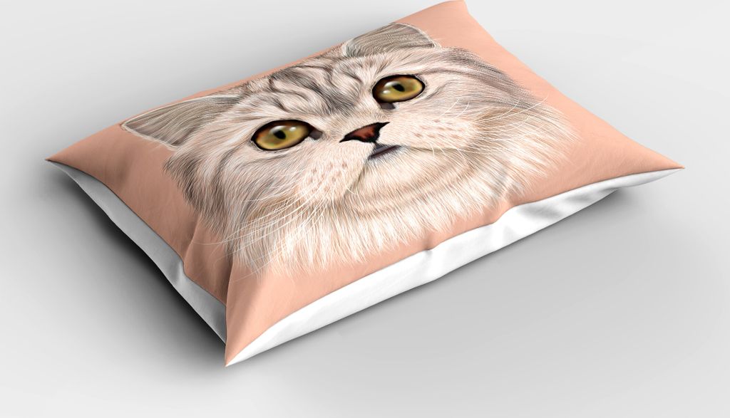 ABAKUHAUS Katze Kopfkissenbezug, Niedliches Kitty-Porträt-Whiskers Bestes Haustier-Tier I Liebe meine katzenartige themenorientierte Grafik, 40x80...