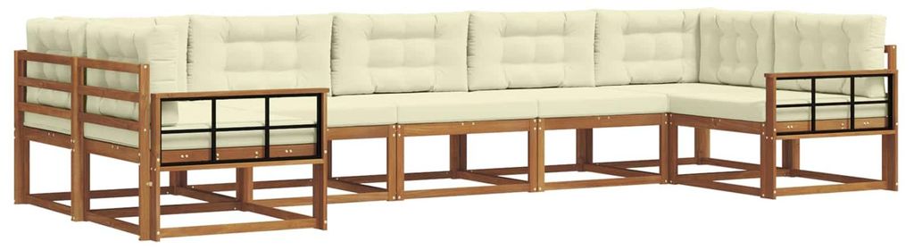 "Rabatt 2026"Outdoor-Sofa garnitur moderne - Balkonmöbel/Gartenlounge-Set - robust und langlebig - mit Kissen 7 pcs Natur und Creme - Gartensofas ...
