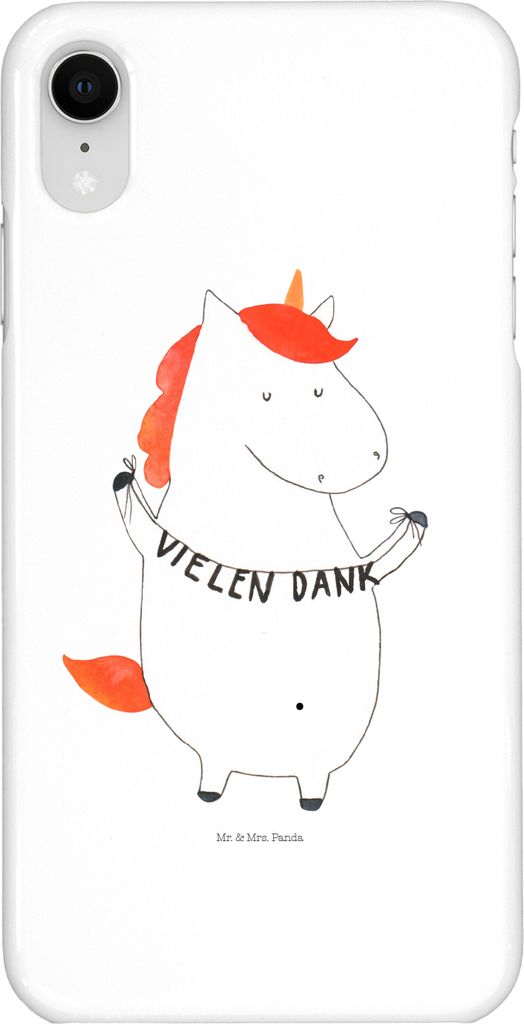 Mr. & Mrs. Panda Iphone XR Handyhülle Einhorn Dankeschön - Weiß - Geschenk, Vielen Dank, Einhörner, Danksagung, Premium Kunststoff, Handy Case,...