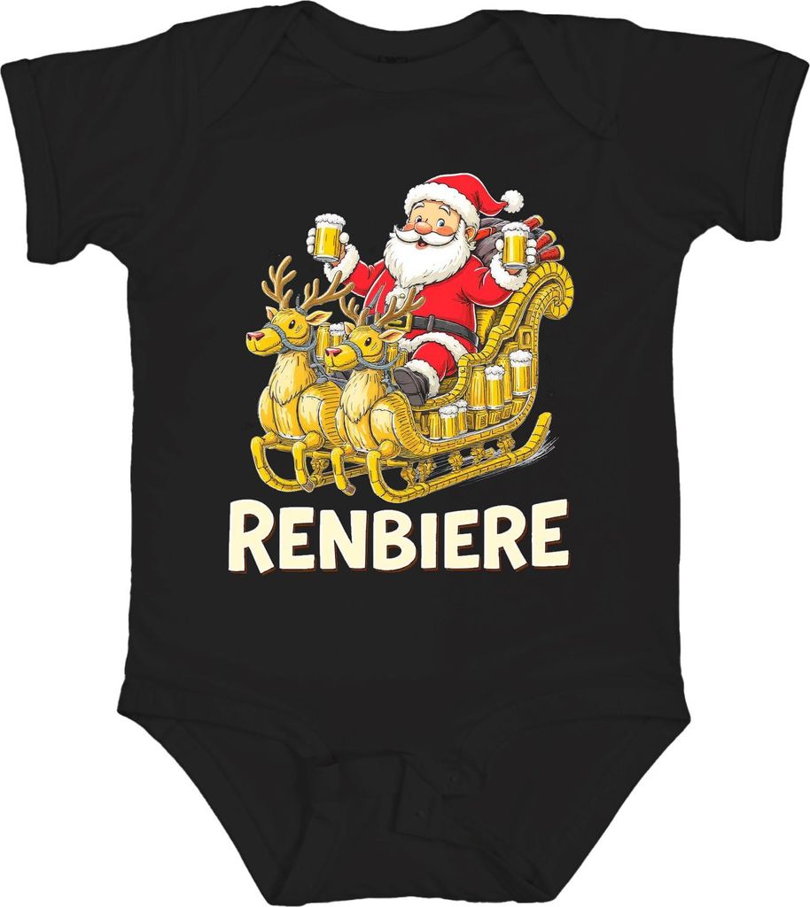 RENBIERE Lustiges Weihnachten Bier Rentier Santa Geschenk Party Unisex Baby Body, Schwarz, 12/18