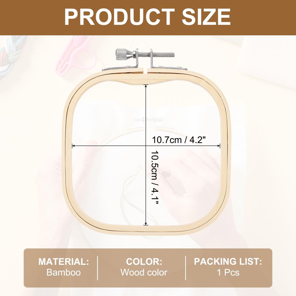13 cm Bambus Stickrahmen Set, Quadratische Verstellbare Rahmen, Stickrahmen Kreuzstich Ring, Punch Needle Rahmen Stickst?nder fš¹r Embroidery DIY...