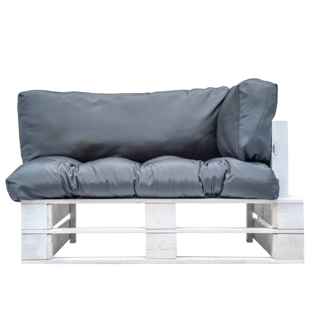 Canapé de jardin en palettes robuste en pin avec coussins gris lavables