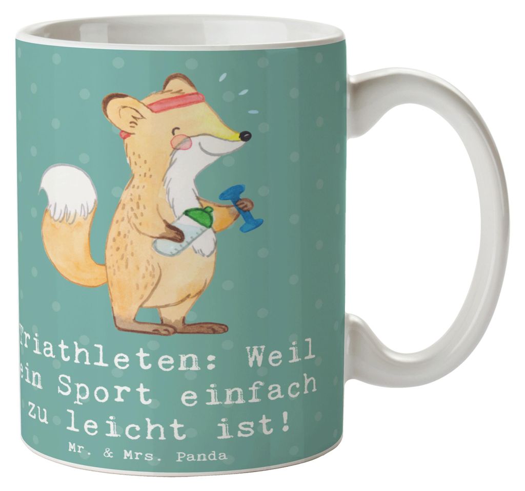 Mr. & Mrs. Panda Pott Triathlon Helden - Meeresbrise - Geschenk, Sportler, mentales Training, Sportart, Wettkampf, Begeisterung, körperliche Fitne...