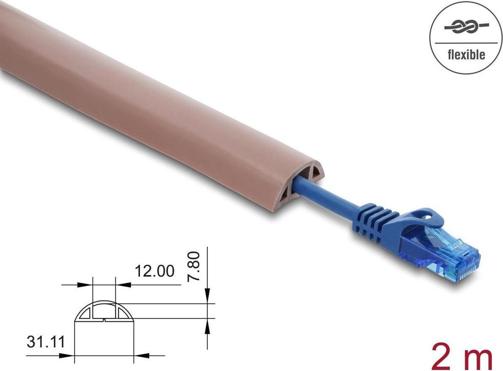 Delock Kabelkanal PVC flexibel 30 x 10 mm - Lдnge 2 m braun
