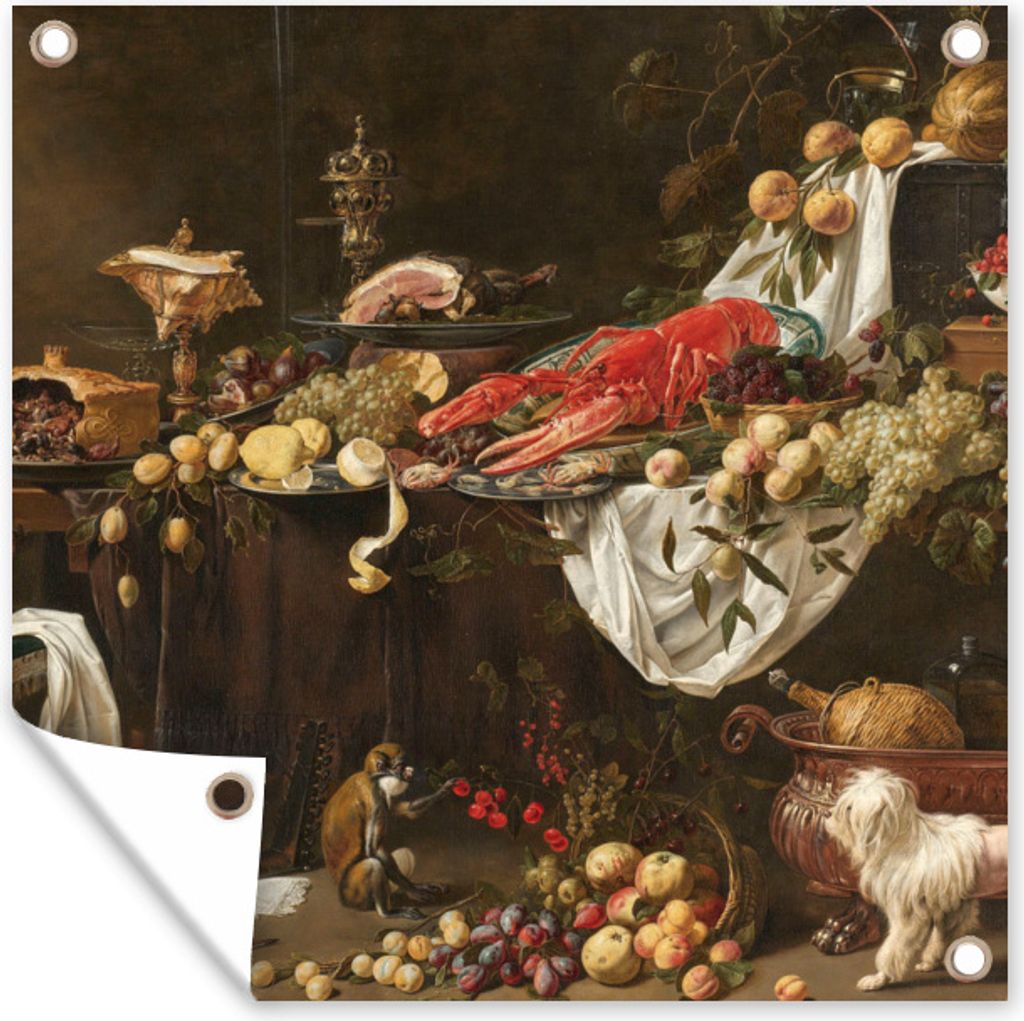MuchoWow 50x50 cm Outdoor-Poster Gartendeko Sichtschutz Garten Poster für den Garten Stilleben aus aronk - Adriaen van Utrecht - Alte Meister
