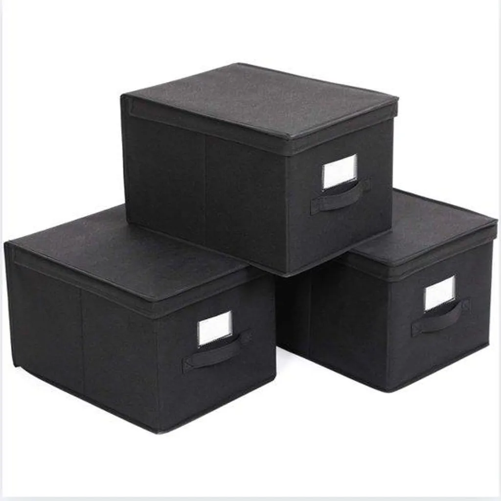 Boîte de Rangement pour Dressing et Armoire - Set de 3 Organiseurs Noirs