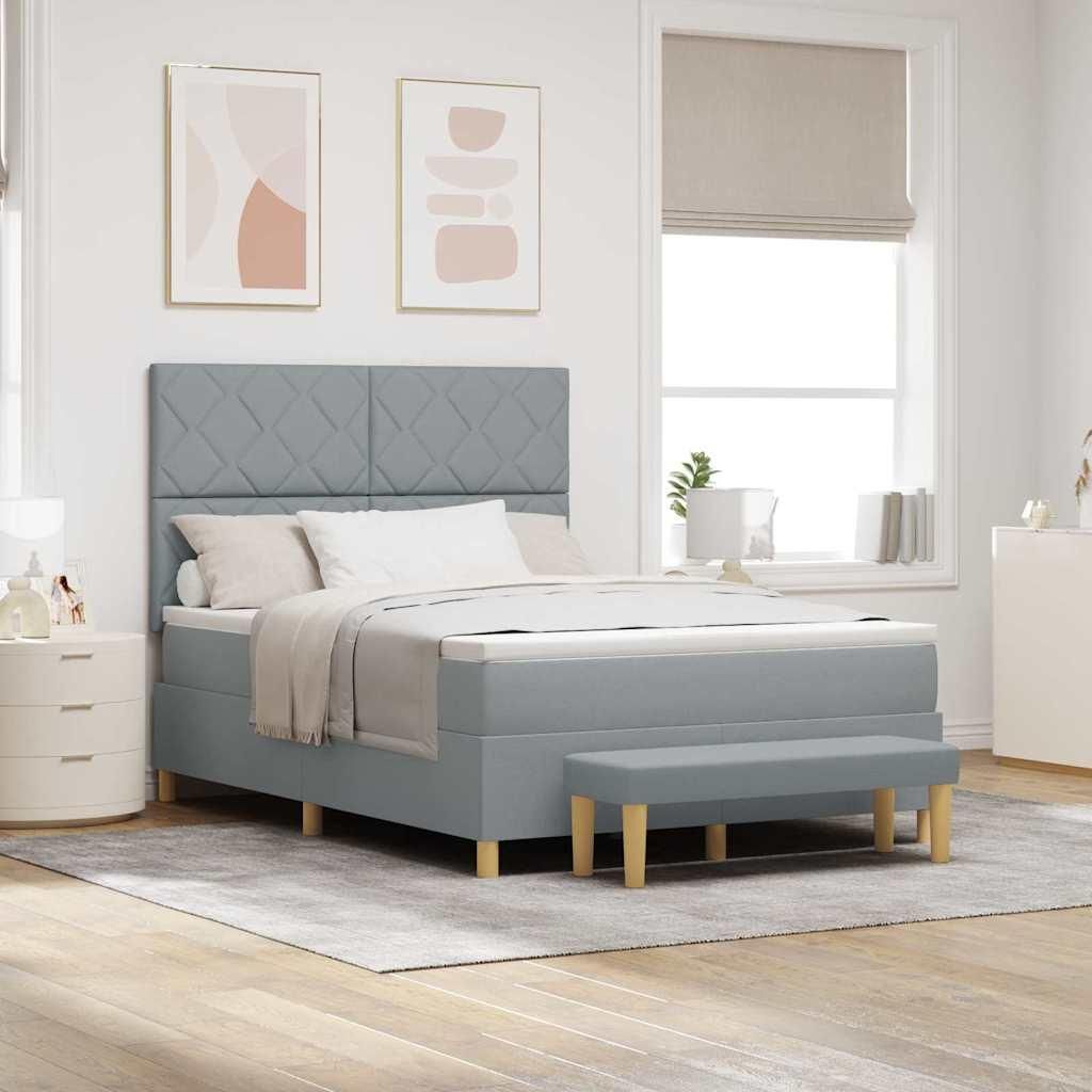 Maison Exclusive - Boxspringbett mit Kissen Hellgrau 200 x 160 cm Stoff
