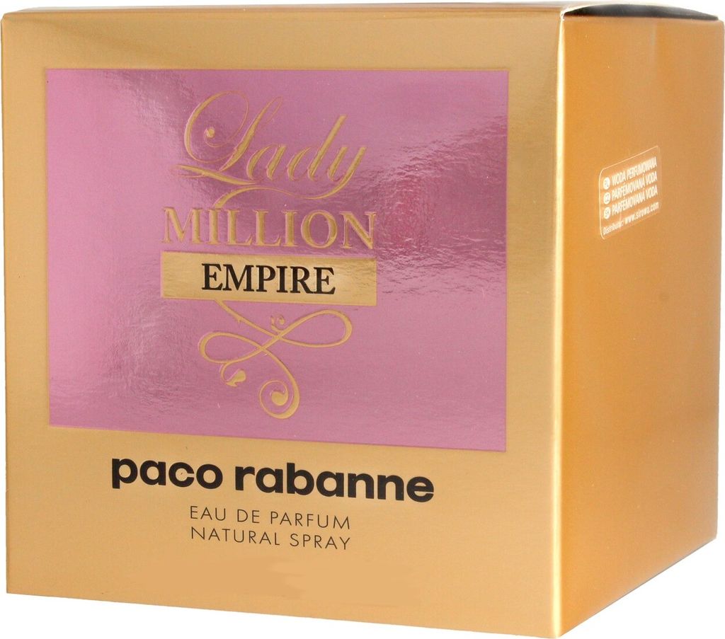 A product box for Paco Rabanne Lady Million Empire Eau de Parfum.