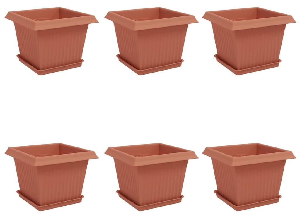 Blumentöpfe 6 pcs Ziegelrot 23 x 23 x 17,5 cm Kunststoff