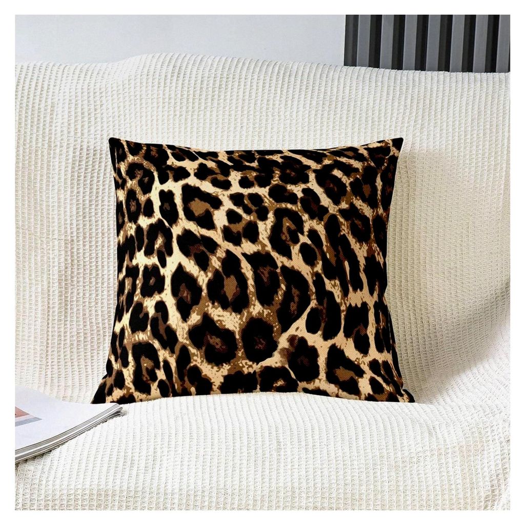 Leopard Kissenbezüge 50x50cm 2er Set mit weichem Geparden-Druck für Schlafzimmer und Wohnzimmer