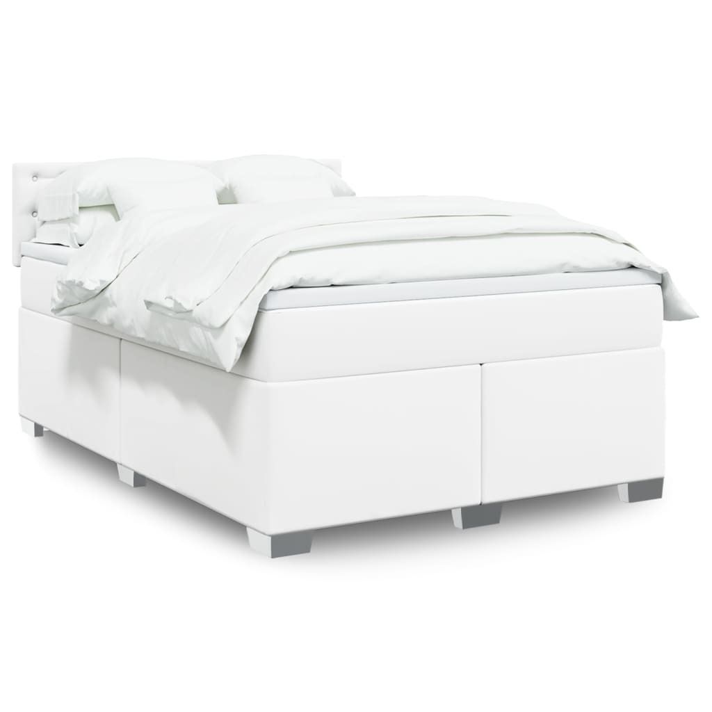"2026 Promotion" Boxspringbett mit Matratze - Weiß - 160x200 cm - Kunstleder - Polsterbett CC14517