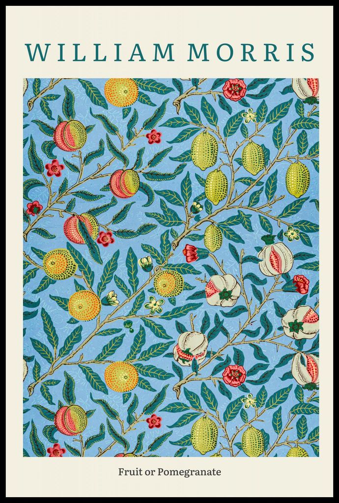 Plakat 61x91,5cm Design Granatapfel, Morris Vintage fürs Wohnzimmer