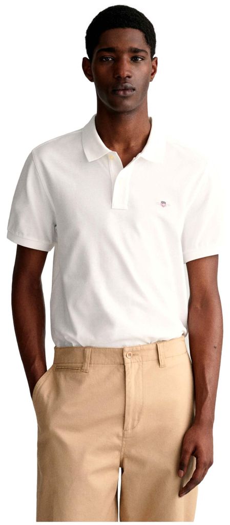 Polo Gant regular fit bianco unicolore Immagine del prodotto 