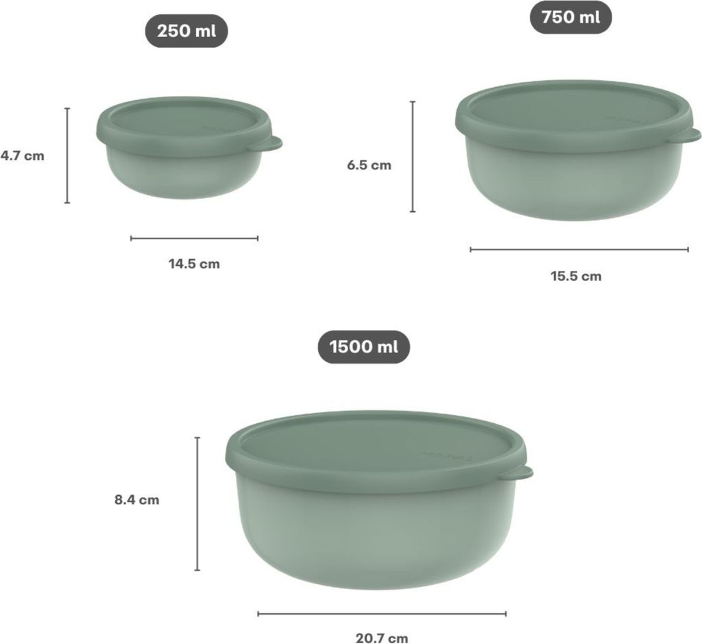 Mepal Contenitore per Microonde Lumina, Contenitori alimenti con coperchio adatti per frigo, freezer, forno a vapore e microonde, Contenitore plastica con coperchio, 3000 ml, Nordic sage