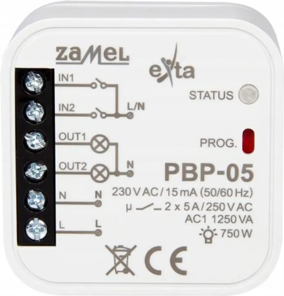 Relè Bistabile Zamel PBP-05 230V AC - Doppio Canale da Incasso 2x5A