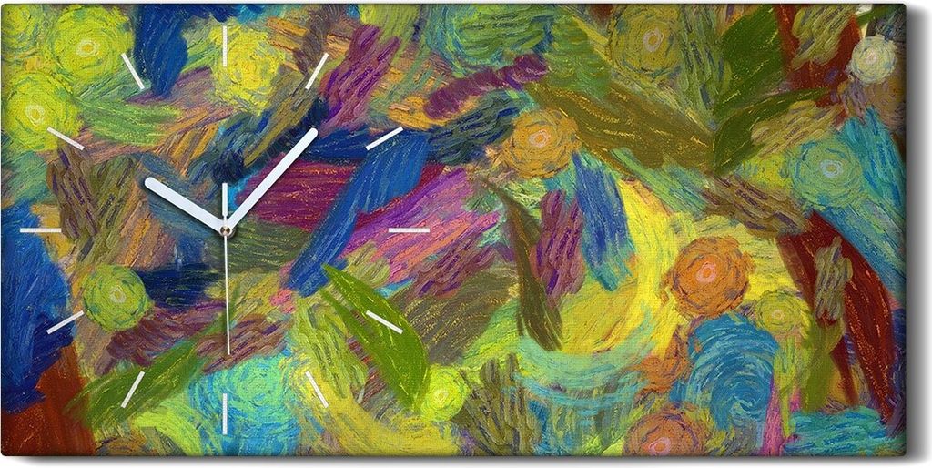 Küchenuhr Bürouhr Leinwand Uhr Geräuschlos 60x30 farbenfrohe Abstraktion - weiße Hände