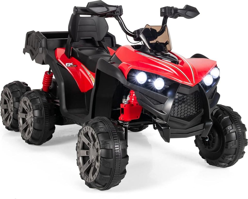GOPLUS 12V Kinder Elektroquad ATV, Kinderquad mit LED-Scheinwerfer & Rücklicht, Musik, Bremse, Kindefahrzeug mit 6 stoßdämpfenden Rädern & Slow...