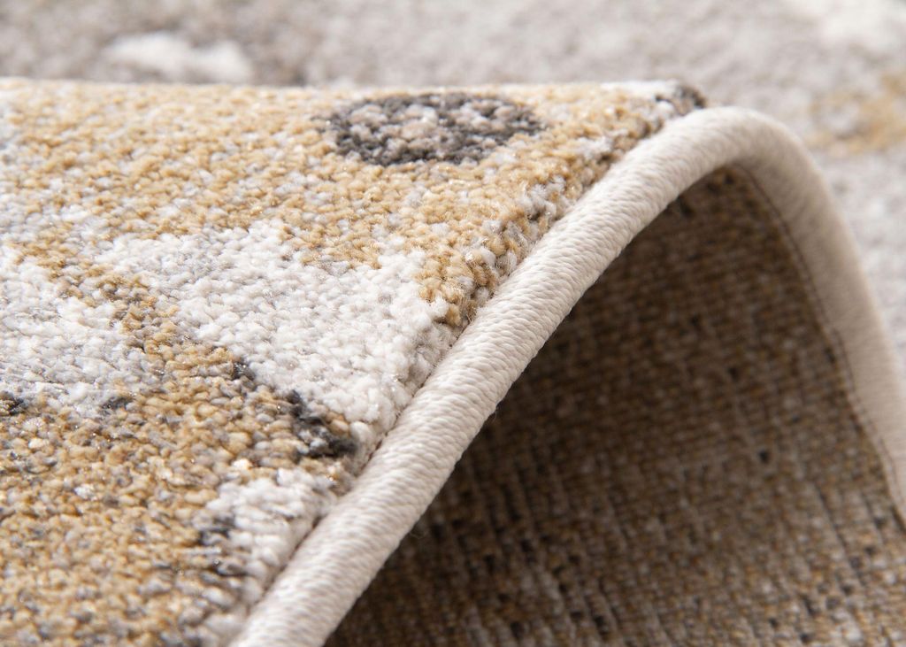 Steffensmeier Kurzflor Teppich Soft Tones | Wohnzimmer | Modern | | Silber Gold Leaf, Größe: 133x195 cm