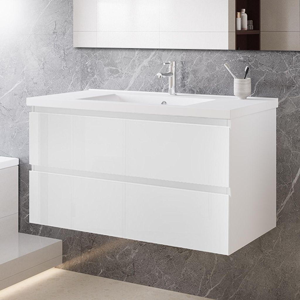100 cm Badmöbel-Set Unterschrank mit Keramik waschtisch 2 Produktbild 