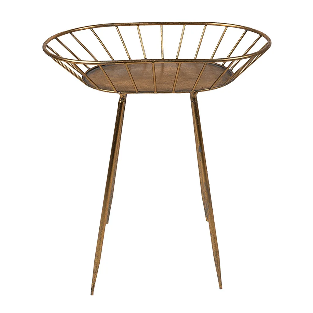 Clayre & Eef Tavolino Metallo Oro 48x31x53 cm | Arredo Casa Vintage