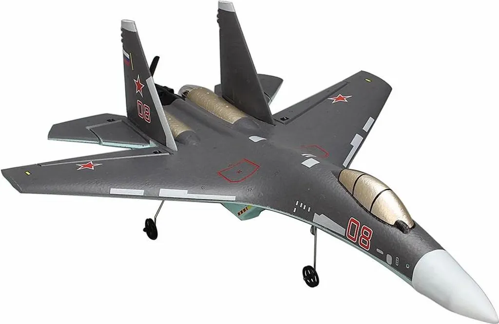 Avion RC SU-35 QF009 Kit Jet de Chasse Noir 37,5cm Gyroscope 6 Axes