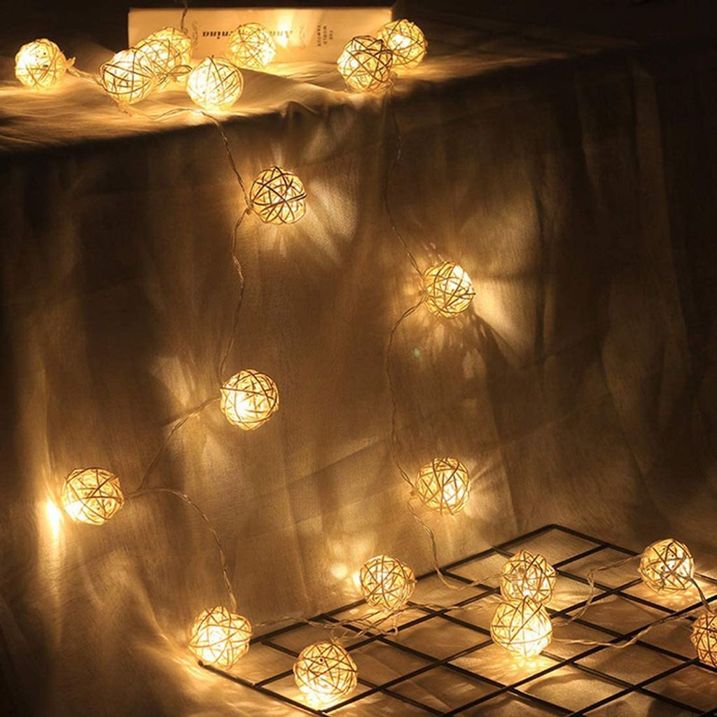 5m 40 LED Rattan Kugel Lichterkette Kaufland.de