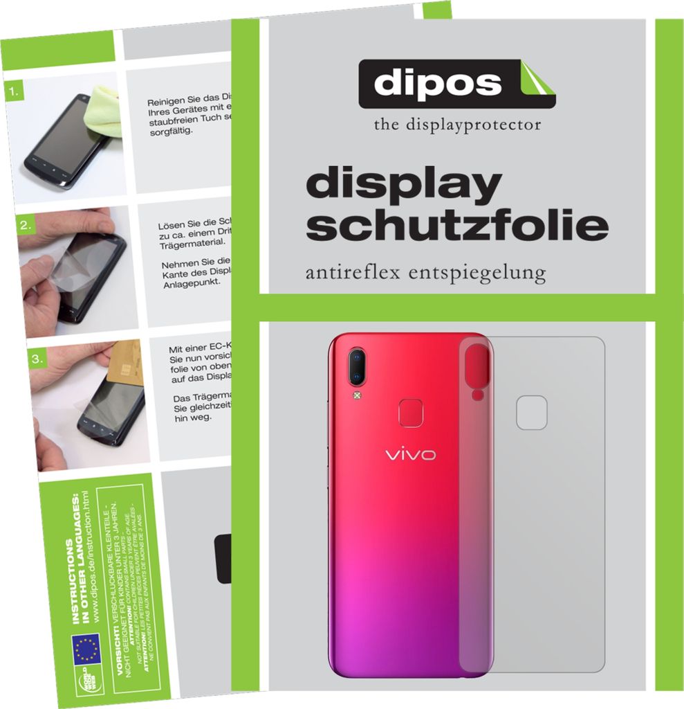 5x Schutzfolie für Vivo Y91 C Rückseite matt Displayschutzfolie Folie Display Schutz dipos