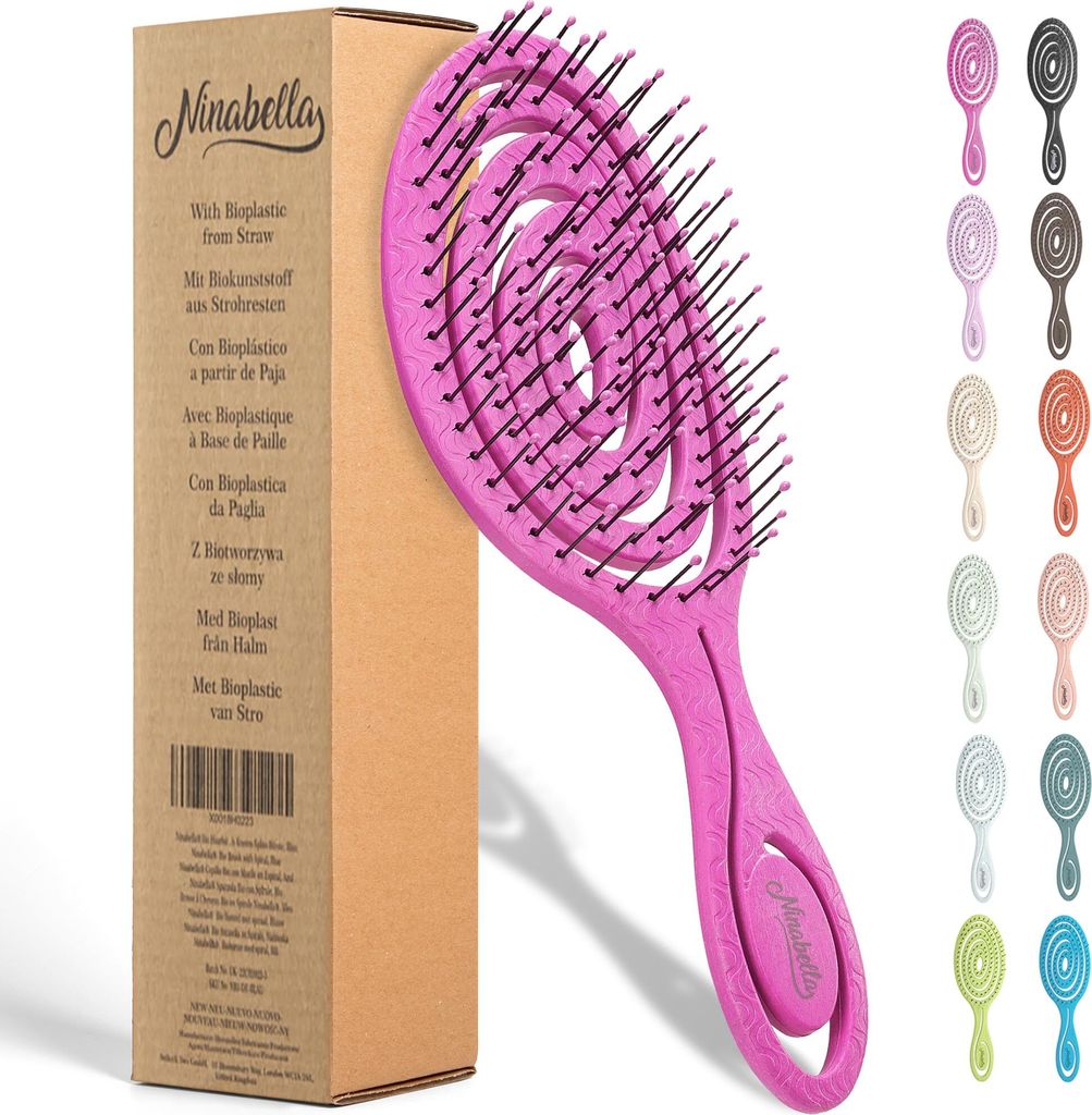 Ninabella Haarbürste ohne Ziepen für Damen, Herren & Kinder - Entwirrbürste auch für Locken & Lange Haare - Einzigartige Profi Detangler-Bürst...
