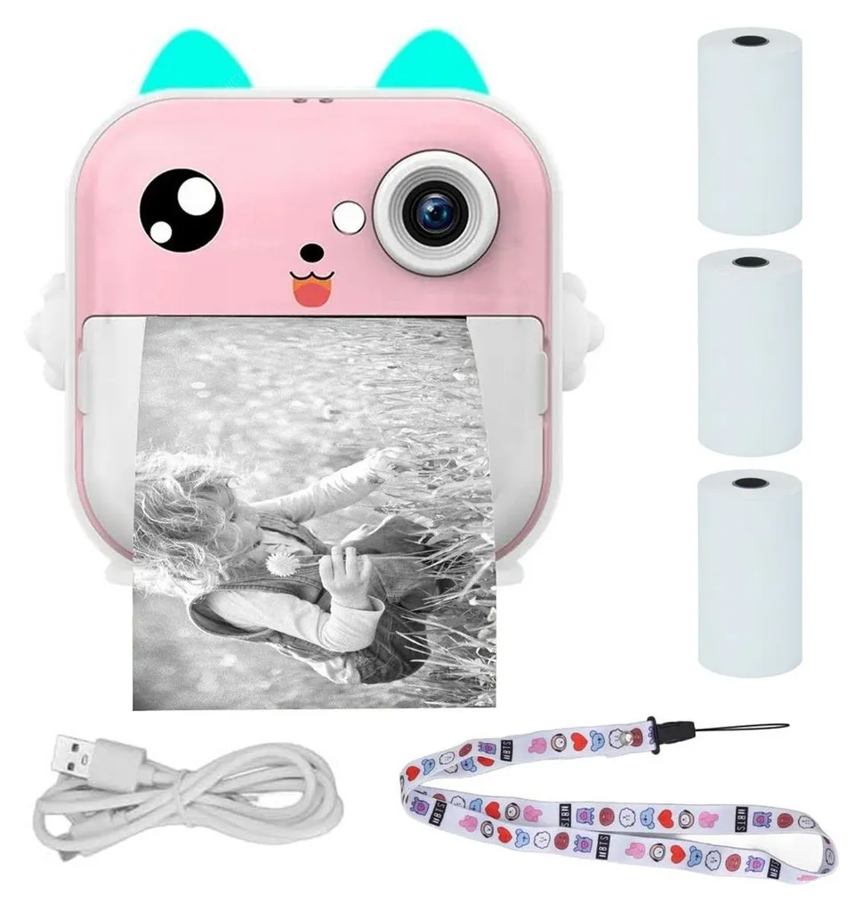 Extralink EPP-003 Mini Imprimante Photo Portable Rose avec Écran LCD Intégré