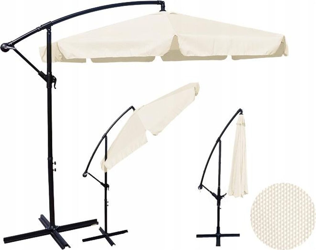 Ekspand | Sonnenschirm groß - 350 cm - Faltbar mit Wiesenfransen - UV-Schutz - ideal für Balkon