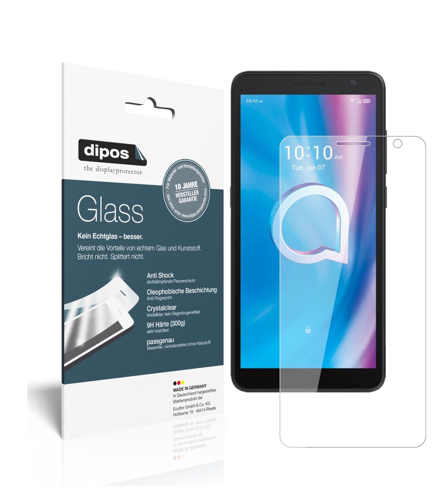 2x Schutzfolie für Alcatel 1B (2020) - Anti-Shock 9H Folie dipos Glass Kunststoffglas