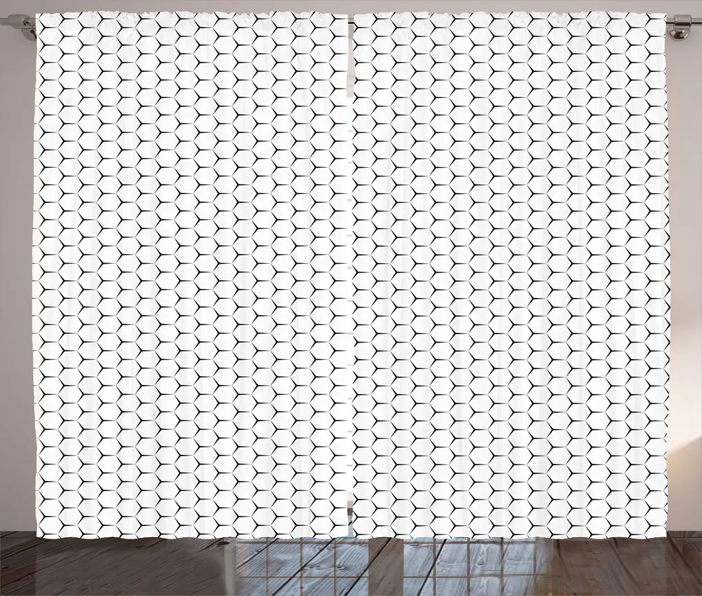 Rideau Rideau moderne rustique ABAKUHAUS Hexagone Nid d'abeille 280x225cm