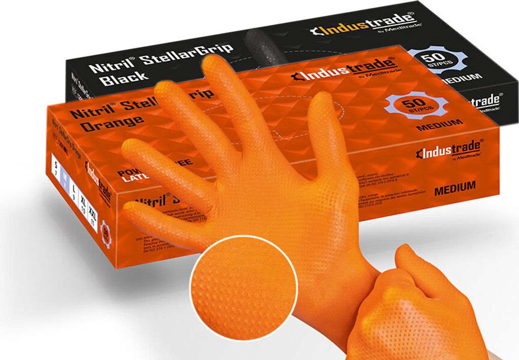 Industrade unisex Einmalhandschuhe Nitril StellarGrip Black schwarz Größe XL 50 St.