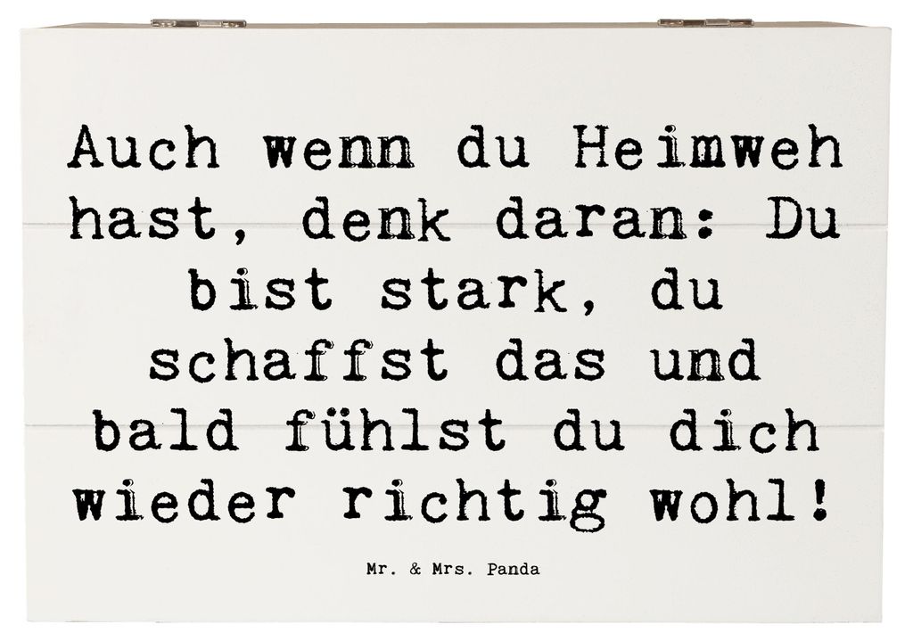Mr. & Mrs. Panda Box Spruch Heimweh überwinden 22 x 15 cm - Weiß - Geschenk, Vertrauem, truhe holz, Trost, Mut, Geborgenheit, Holzkiste, Schatzki...
