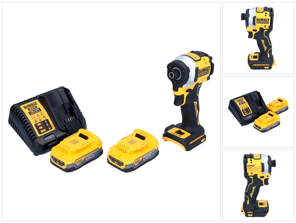 DeWalt DCF 850 E2 Akku Schlagschrauber 18 V 205 Nm 1/4" Brushless + 2x Akku 1,7 Ah + Ladegerät