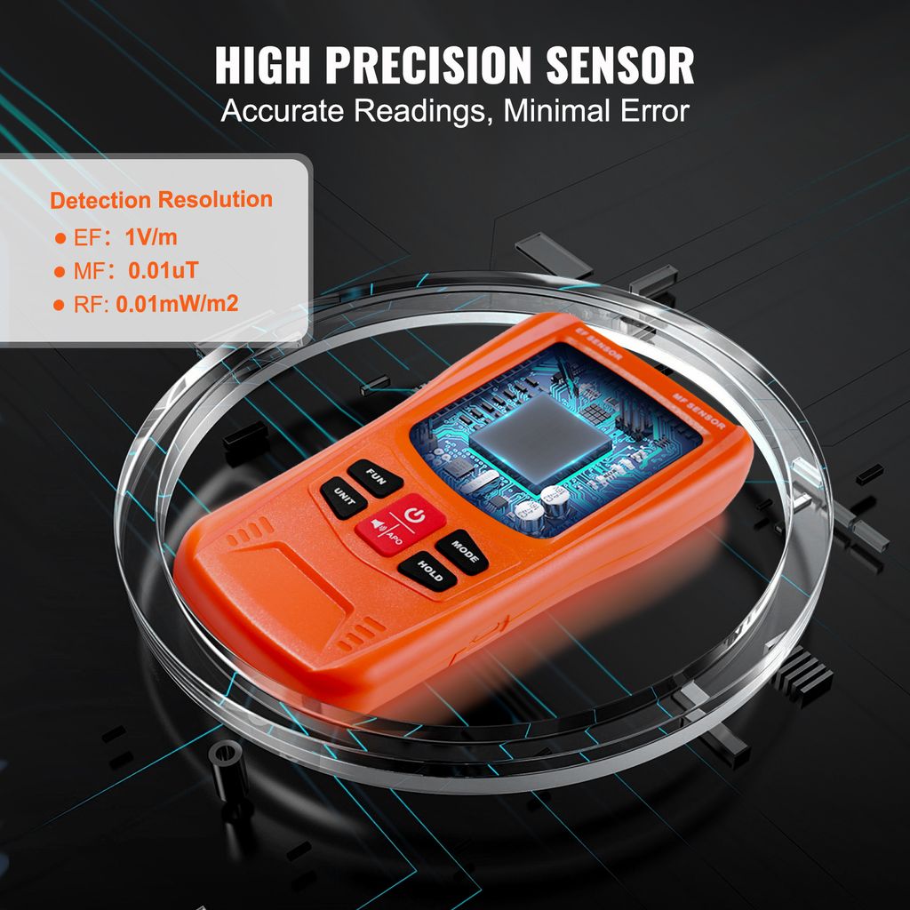VEVOR 3-v-1 EMF meter, 5 Hz-6 GHz, prenosný dobíjateľný Obrázok produktu 4