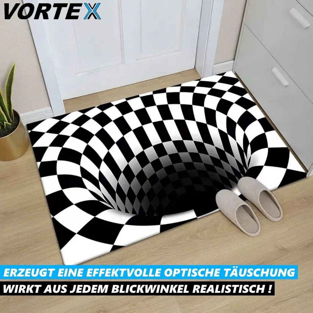 JUXDZISHW 3D Illusion Teppich 50x80cm - Optische Täuschung Bodenmatte Rutschfest