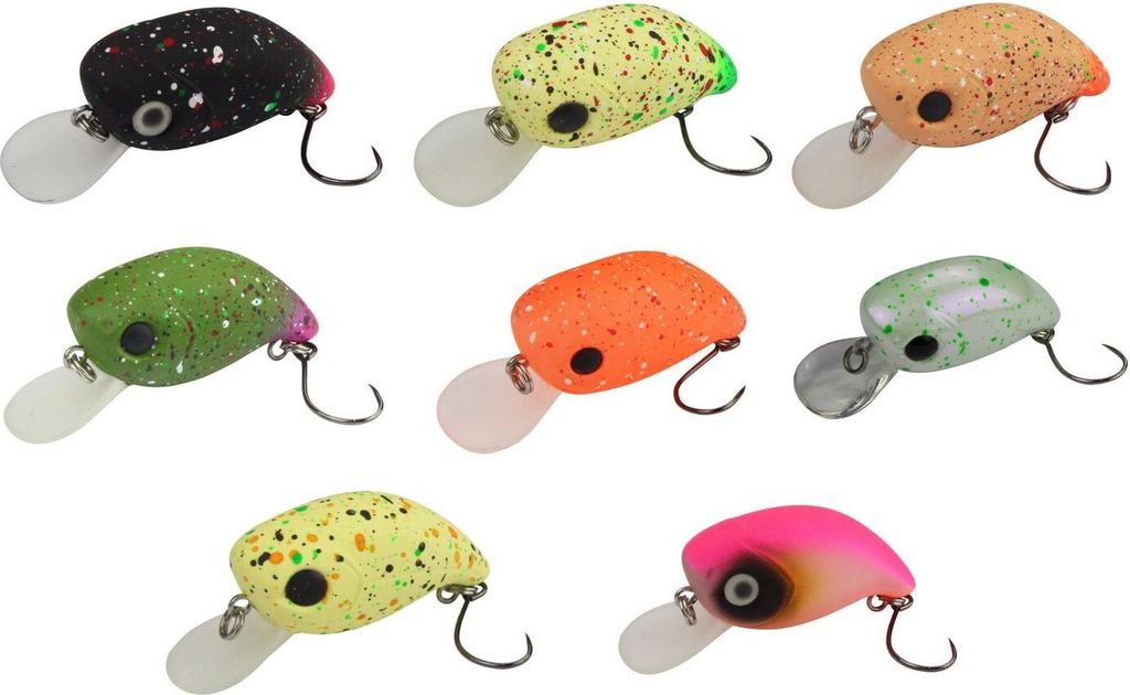 FTM Masu Pit Bull 3cm 2,4g Forellenwobbler schwimmend, Farbe:beige/gelb-rot gesprenkelt