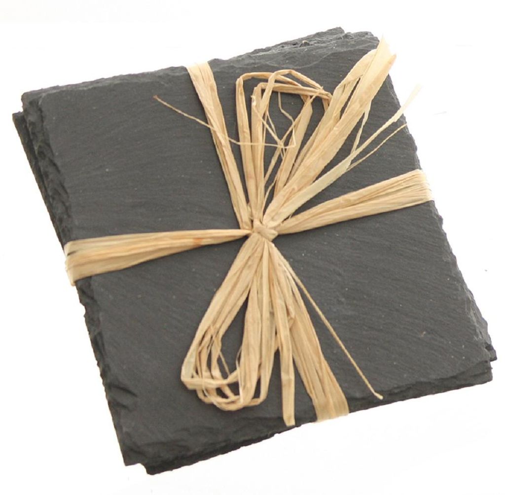 Schiefer-Untersetzer. 10x10cm 4 Schieferplatten. Kanten Gebrochen