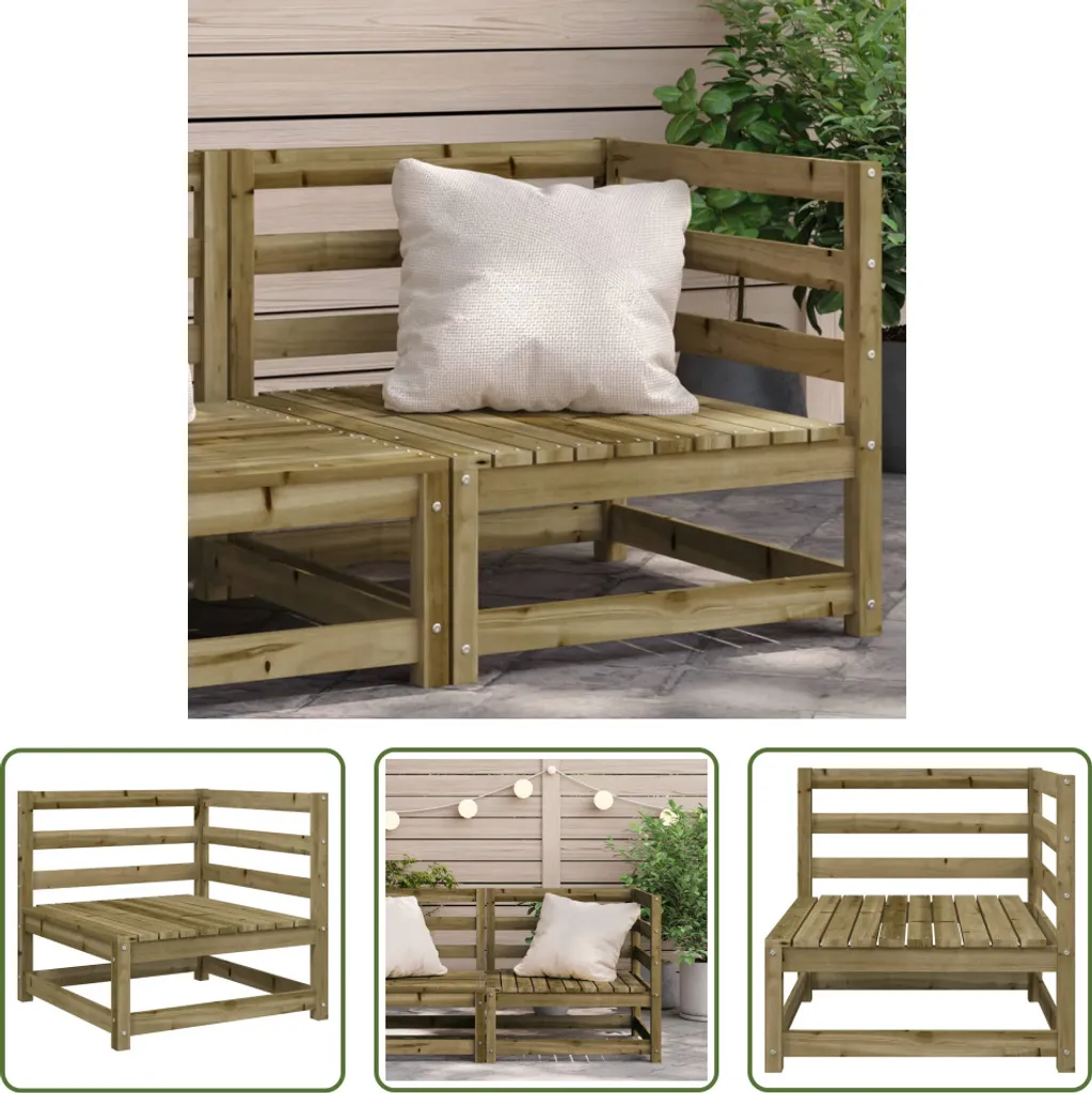 Divano Angolare Design 70x70x67 cm Legno Pino Impregnato Giardino