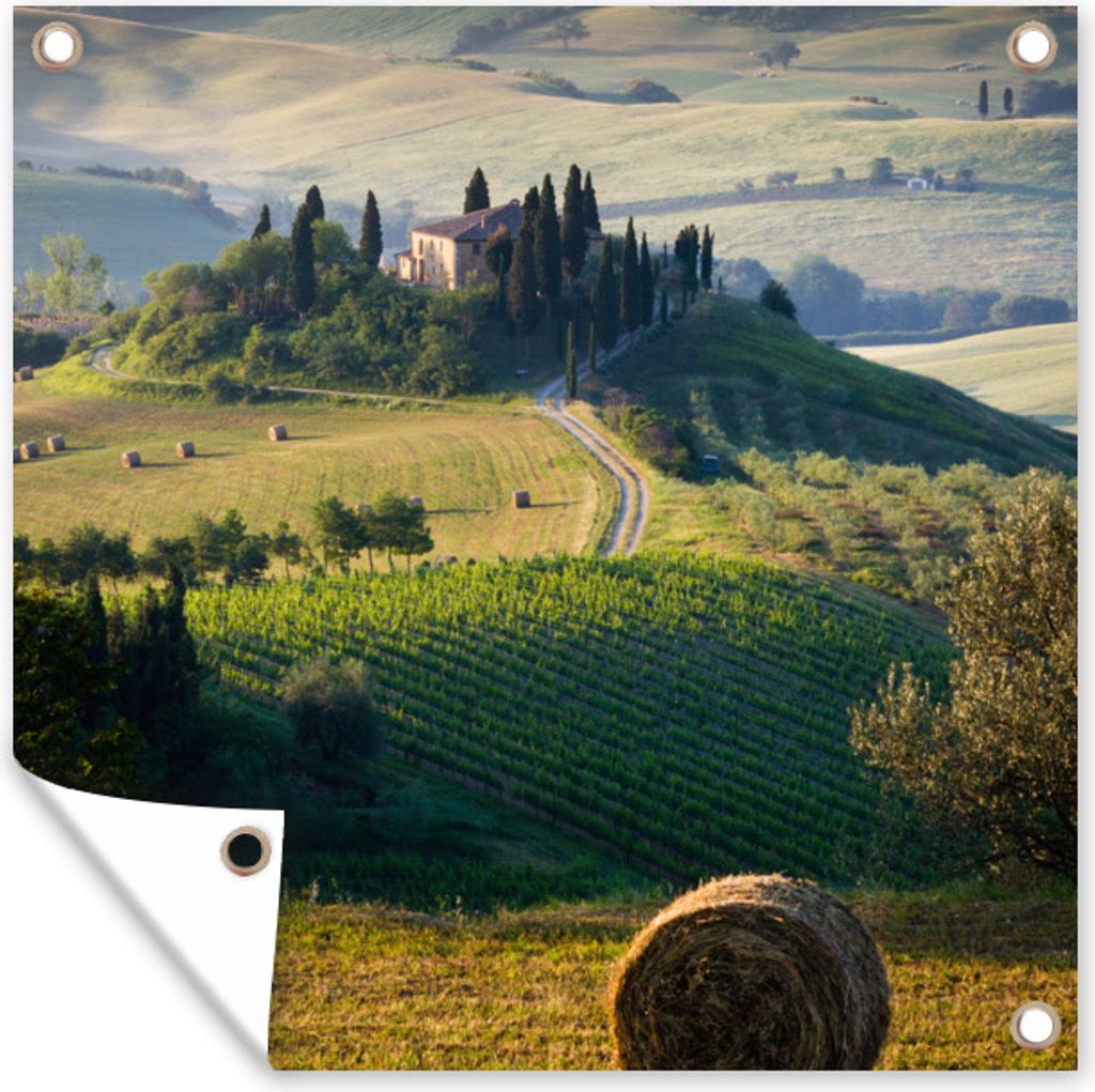 MuchoWow 50x50 cm Outdoor-Poster Gartendeko Sichtschutz Garten Poster für den Garten Toskana - Landschaft - Grün