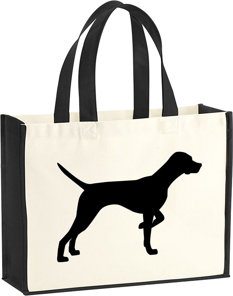 Huuraa Jutetasche English Pointer Silhouette 21 Liter Black Jute und Baumwolle Einkaufstasche Geschenkidee