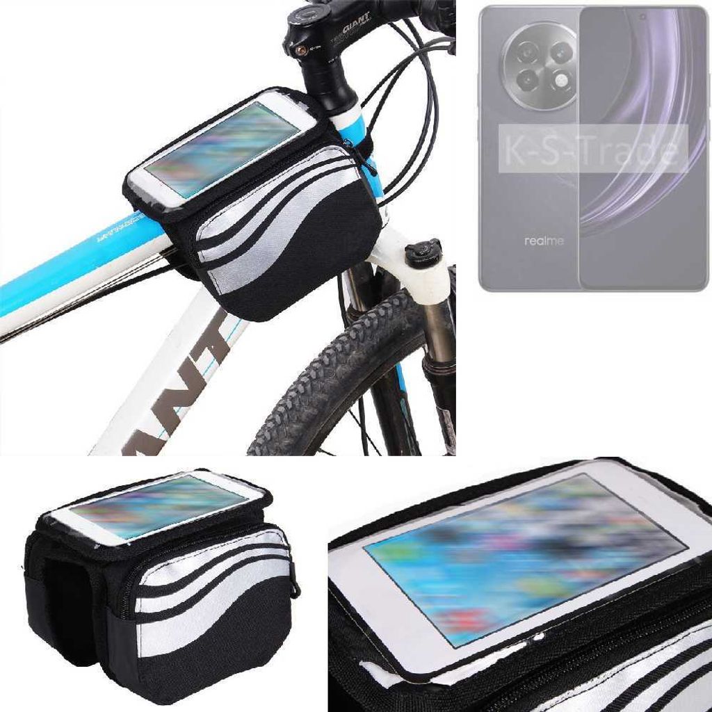K-S-Trade Rahmentasche Fahrrad-Halterung kompatibel mit Realme 13 5G Rahmenhalterung Fahrrad Handyhalterung Fahrradtasche Handy Smartphone Halterung