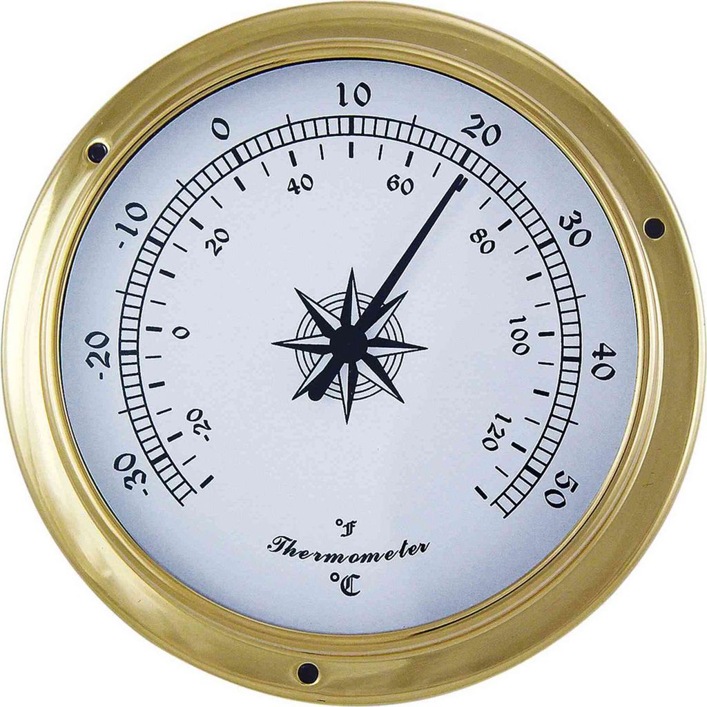 Thermometer aus Messing, 11,5x9x3,4cm – Stilvolle nautische Produktbild 