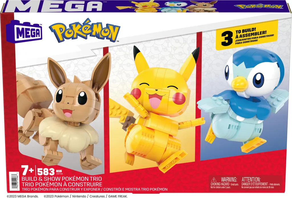 Mega Bloks Pokémon Trio de Briques de Construction avec Pikachu et Évoli