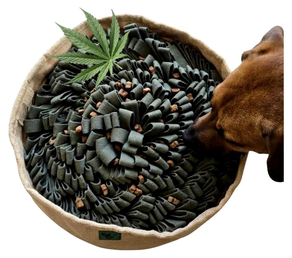 Schnüffelteppich aus Hanf für Hunde | 100 % pflanzlich (82 % Hanf, 18 % Baumwolle) | Robust und nachhaltig | Nasenarbeit, Stressabbau und Intelli...