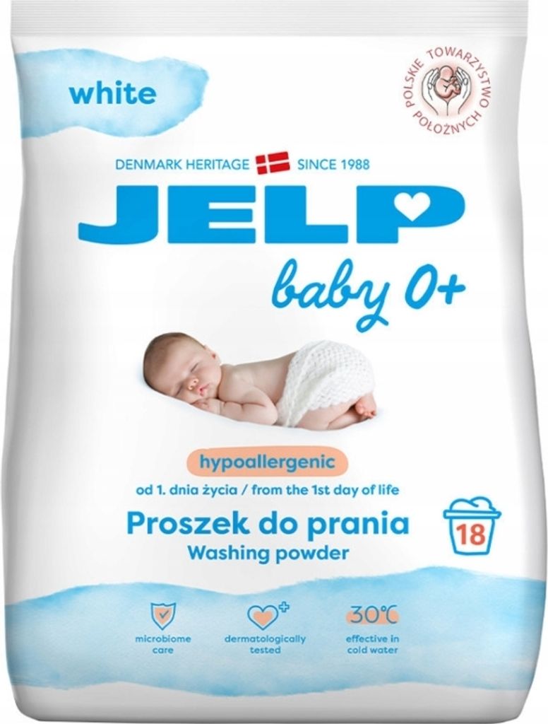 Jelp Baby 0+ Waschpulver für weiße Textilien, 1,35 kg
