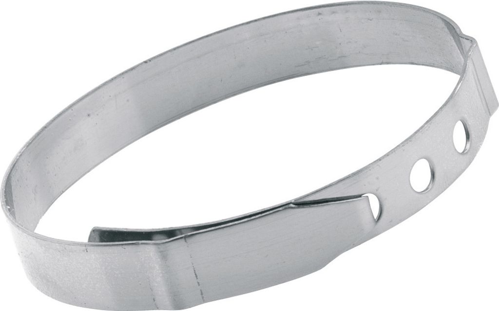 A silver metal ring, likely a kitchen tool, shown against a white background.